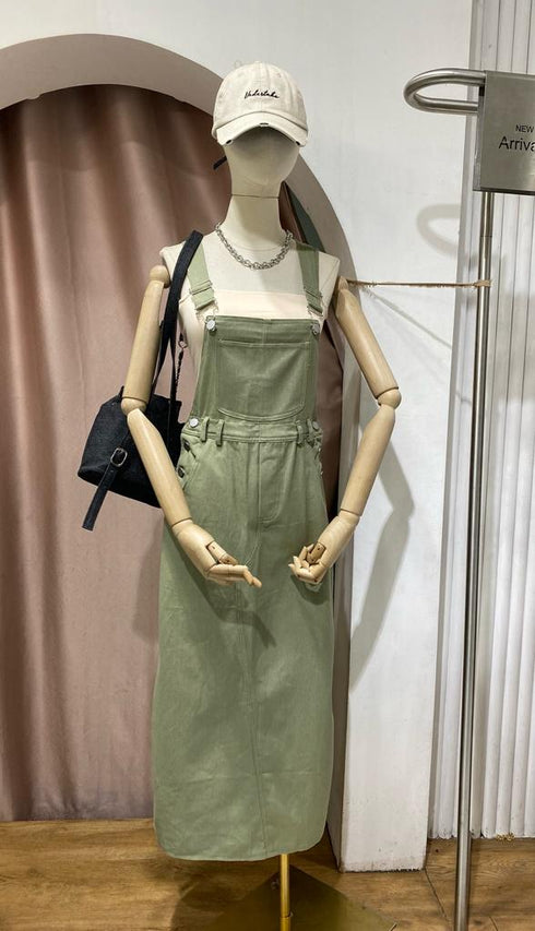 MATINEE Side Buttons Up Deep Pockets Back Slit Dungaree